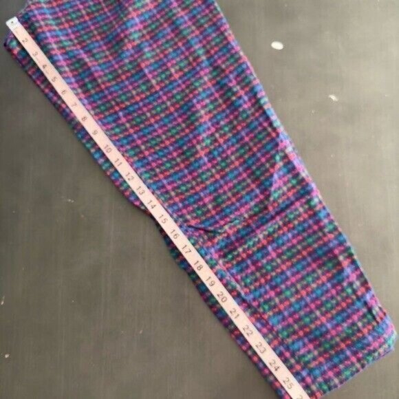 VTG 80s Heirloom Seersucker Barrel Pant Carrot Fit Colorful Plaid Elastic Waist - Picture 11 of 12